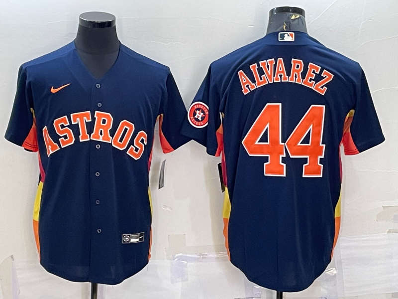 Mens Houston Astros 44 Yordan Alvarez Navy Blue With Patch Stitched Mlb Cool Base Nike Jersey