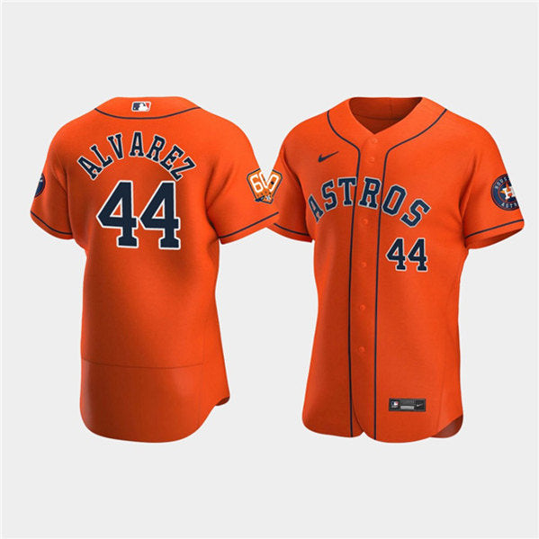 Mens Houston Astros 44 Yordan Alvarez Orange 60th Anniversary Flex Base Stitched Baseball Jersey