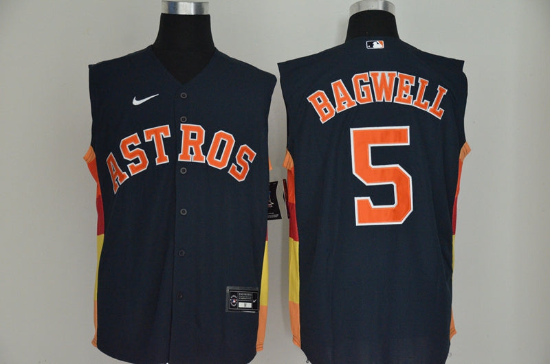 Mens Houston Astros 5 Jeff Bagwell Navy Blue 2020 Cool And Refreshing Sleeveless Fan Stitched Mlb Nike Jersey