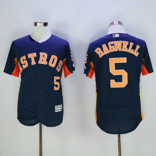 Mens Houston Astros 5 Jeff Bagwell Retired Navy Blue 2016 Flexbase Majestic Baseball Jersey