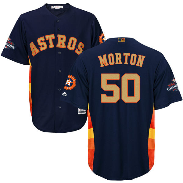 Mens Houston Astros 50 Charlie Morton Navy Blue 2018 Gold Program Cool Base Stitched Mlb Jersey