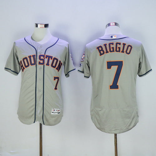 Mens Houston Astros 7 Craig Biggio Retired Gray Road 2016 Flexbase Majestic Baseball Jersey