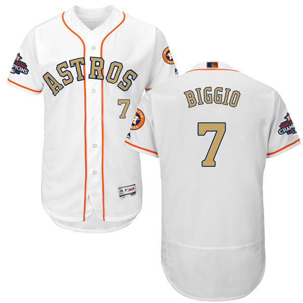 Mens Houston Astros 7 Craig Biggio White 2018 Gold Program Flexbase Stitched Mlb Jersey