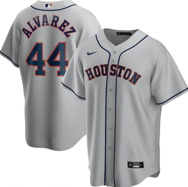 Mens Houston Astros Grey 44 Yordan Alvarez Cool Base Stitched Mlb Jersey