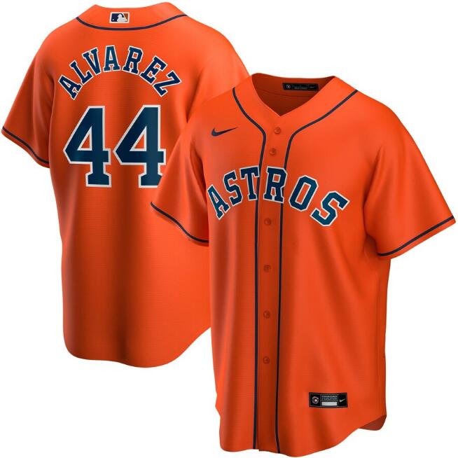 Mens Houston Astros Orange 44 Yordan Alvarez Cool Base Stitched Mlb Jersey