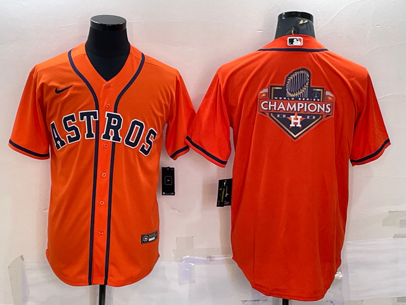 Mens Houston Astros Orange Champions Big Logo Stitched Mlb Cool Base Nike Jersey