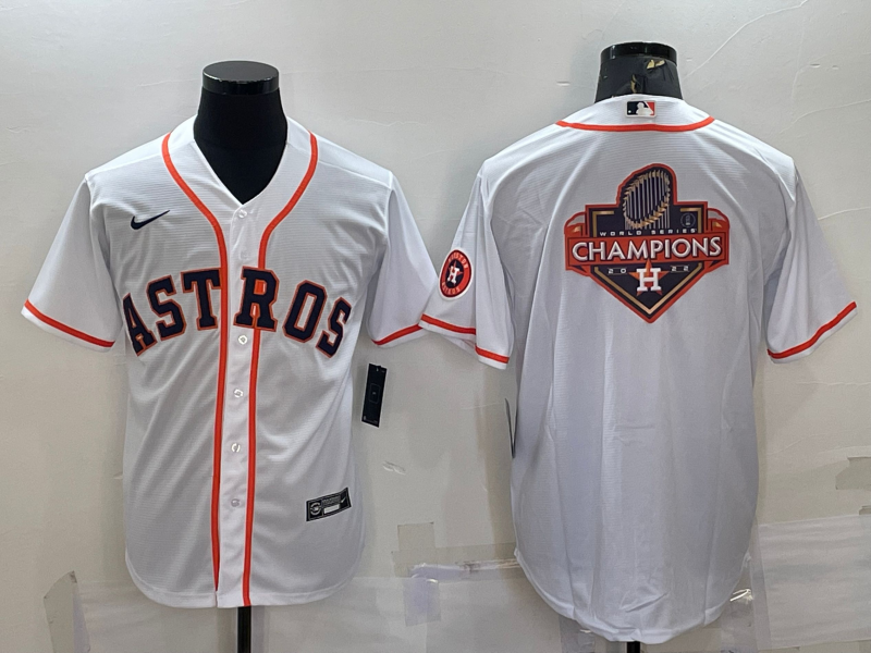 Mens Houston Astros White Champions Big Logo With Patch Stitched Mlb Cool Base Nike Jersey