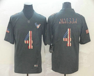 Mens Houston Texans 4 Deshaun Watson 2019 Black Salute To Service Usa Flag Fashion Limited Jersey