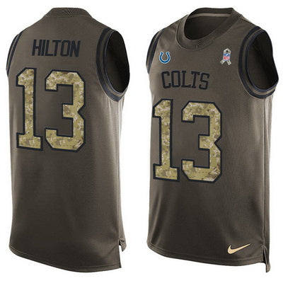 Mens Indianapolis Colts 13 Tyhilton Green Salute To Service Hot Pressing Player Name Number Nike Nfl Tank Top Jersey