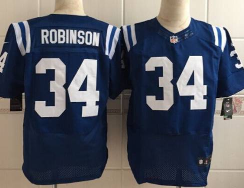 Mens Indianapolis Colts 34 Josh Robinson Nike Blue Elite Jersey