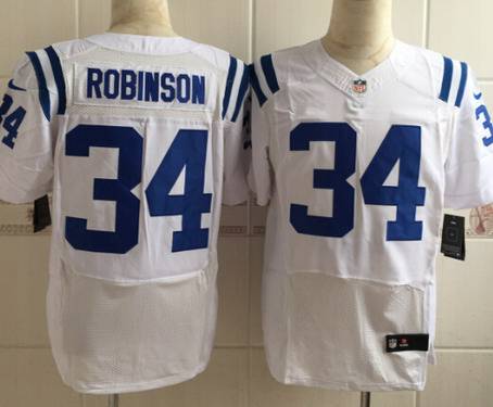 Mens Indianapolis Colts 34 Josh Robinson Nike White Elite Jersey