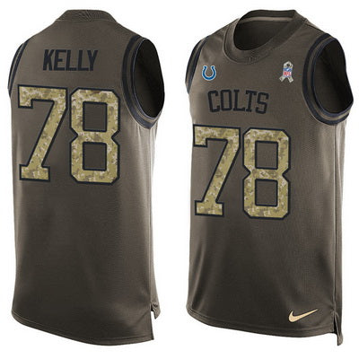Mens Indianapolis Colts 78 Ryan Kelly Green Salute To Service Hot Pressing Player Name Number Nike Nfl Tank Top Jersey