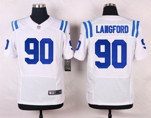Mens Indianapolis Colts 90 Endall Langford White Road Nfl Nike Elite Jersey
