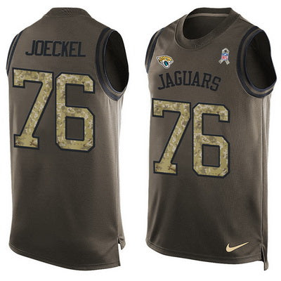 Mens Jacksonville Jaguars 76 Luke Joeckel Green Salute To Service Hot Pressing Player Name Number Nike Nfl Tank Top Jersey