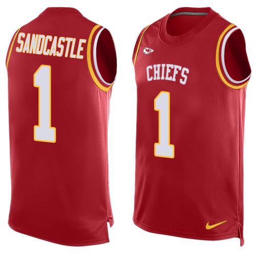 Mens Kansas City Chiefs 1 Leon Sandcastle Red Hot Pressing Player Name Number Nike Nfl Tank Top Jersey