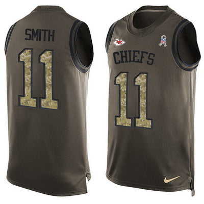Mens Kansas City Chiefs 11 Alex Smith Green Salute To Service Hot Pressing Player Name Number Nike Nfl Tank Top Jersey