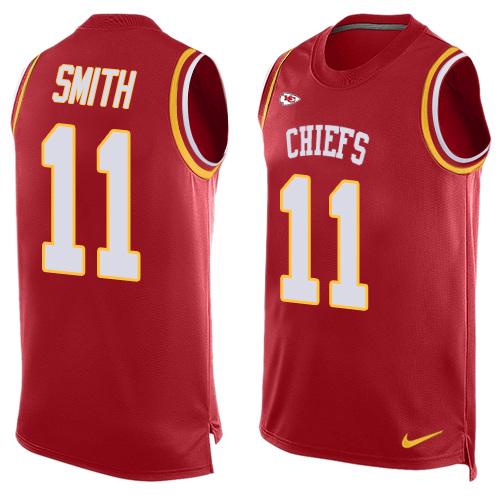 Mens Kansas City Chiefs 11 Alex Smith Red Hot Pressing Player Name Number Nike Nfl Tank Top Jersey