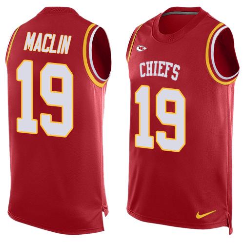 Mens Kansas City Chiefs 19 Jeremy Maclin Red Hot Pressing Player Name Number Nike Nfl Tank Top Jersey