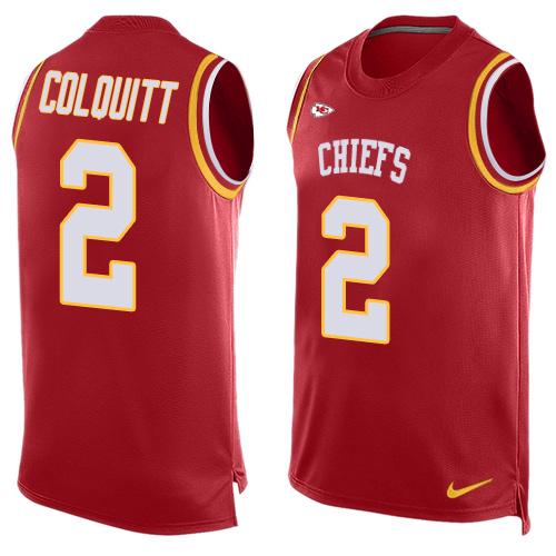 Mens Kansas City Chiefs 2 Dustin Colquitt Red Hot Pressing Player Name Number Nike Nfl Tank Top Jersey