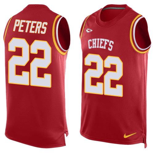 Mens Kansas City Chiefs 22 Marcus Peters Red Hot Pressing Player Name Number Nike Nfl Tank Top Jersey