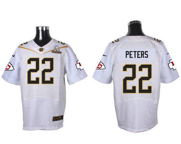 Mens Kansas City Chiefs 22 Marcus Peters White 2016 Pro Bowl Nike Elite Jersey