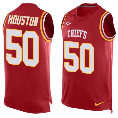 Mens Kansas City Chiefs 50 Justin Houston Red Hot Pressing Player Name Number Nike Nfl Tank Top Jersey