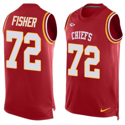 Mens Kansas City Chiefs 72 Eric Fisher Red Hot Pressing Player Name Number Nike Nfl Tank Top Jersey