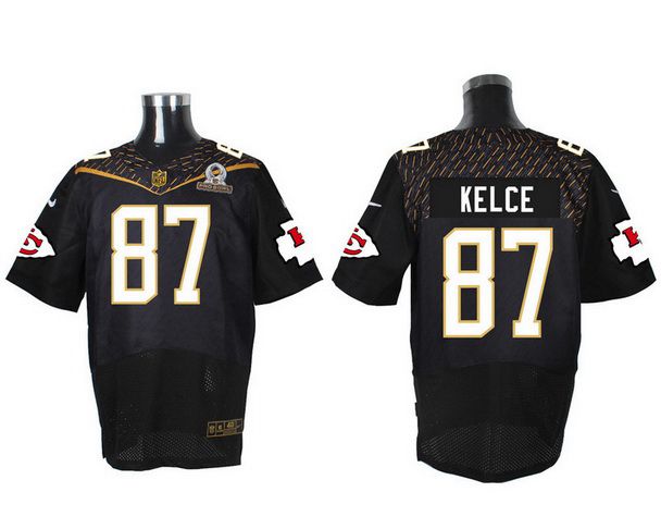 Mens Kansas City Chiefs 87 Travis Kelce Black 2016 Pro Bowl Nike Elite Jersey