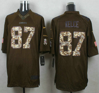 Mens Kansas City Chiefs 87 Travis Kelce Green Salute To Service 2015 Nfl Nike Limited Jersey