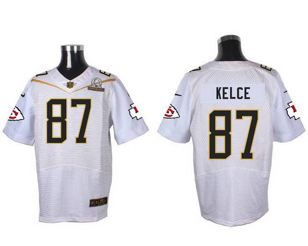 Mens Kansas City Chiefs 87 Travis Kelce White 2016 Pro Bowl Nike Elite Jersey