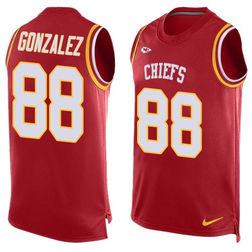 Mens Kansas City Chiefs 88 Tony Gonzalez Red Hot Pressing Player Name Number Nike Nfl Tank Top Jersey