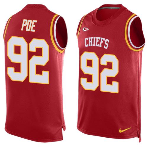Mens Kansas City Chiefs 92 Dontari Poe Red Hot Pressing Player Name Number Nike Nfl Tank Top Jersey
