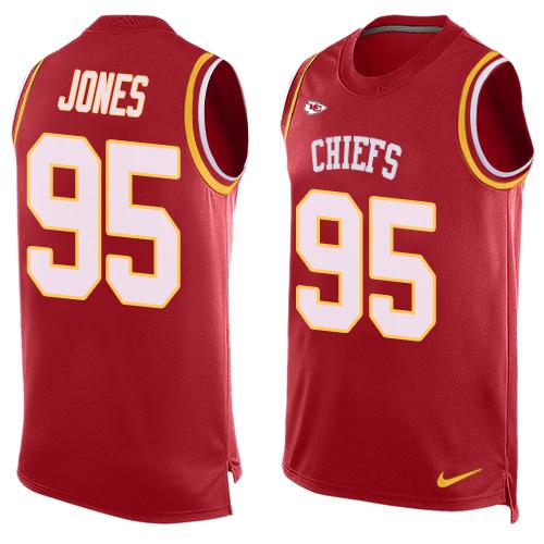 Mens Kansas City Chiefs 95 Chris Jones Red Hot Pressing Player Name Number Nike Nfl Tank Top Jersey