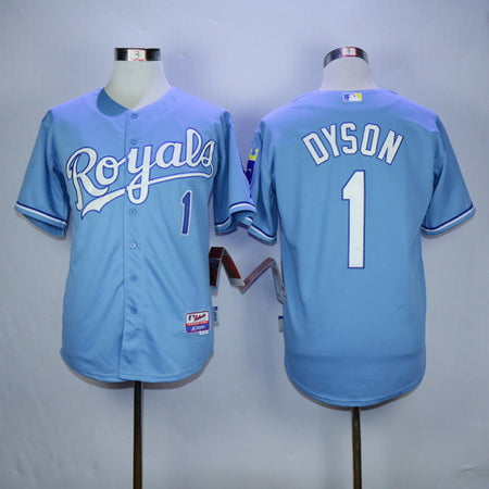 Mens Kansas City Royals 1 Jarrod Dyson Light Blue Cool Base Baseball Jersey