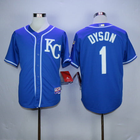 Mens Kansas City Royals 1 Jarrod Dyson Navy Blue Kc Cool Base Baseball Jersey