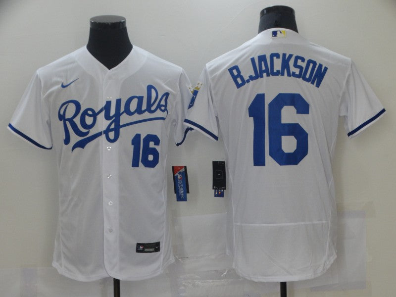 Mens Kansas City Royals 16 Bo Jackson White Stitched Mlb Flex Base Nike Jersey