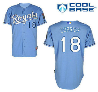 Mens Kansas City Royals 18 Ben Zobrist Alternate Light Blue Mlb Cool Base Jersey