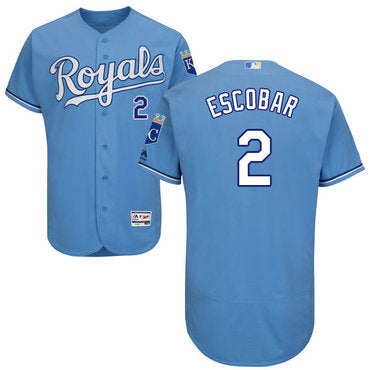 Mens Kansas City Royals 2 Alcides Escobar Light Blue 2016 Flexbase Majestic Baseball Jersey
