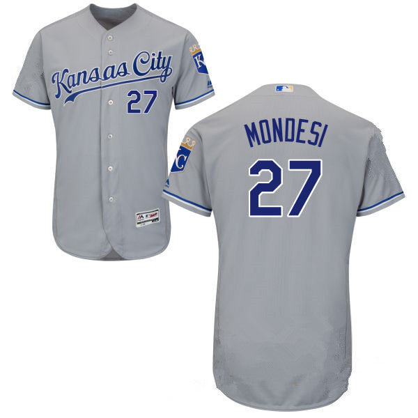Mens Kansas City Royals 27 Raul A Mondesi Gray Road Stitched Mlb Majestic Cool Base Jersey