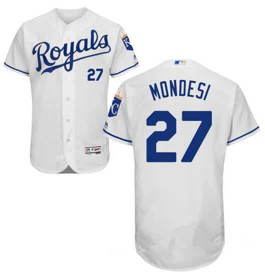 Mens Kansas City Royals 27 Raul A Mondesi White Home Stitched Mlb Majestic Cool Base Jersey