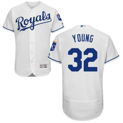 Mens Kansas City Royals 32 Chris Young Majestic White 2016 2016 Flexbase Authentic Collection Jersey