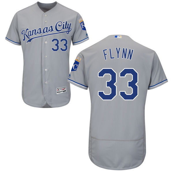 Mens Kansas City Royals 33 Brian Flynn Majestic Gray 2016 Flexbase Authentic Collection Jersey