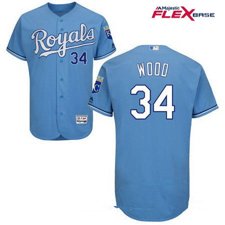 Mens Kansas City Royals 34 Travis Wood Light Blue Alternate Stitched Mlb Majestic Flex Base Jersey