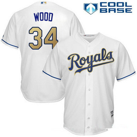 Mens Kansas City Royals 34 Travis Wood Replica White Home Cool Base Mlb Jersey