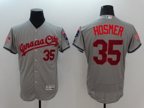 Mens Kansas City Royals 35 Eric Hosmer Gray Fashion Stars Stripes 2016 Flexbase Majestic Jersey