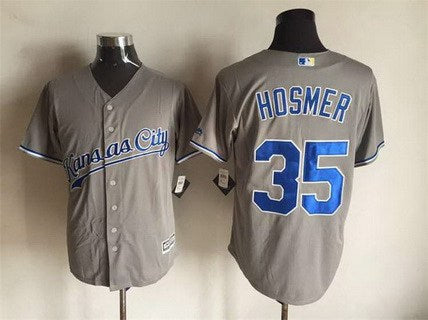 Mens Kansas City Royals 35 Eric Hosmer Gray Road 2015 Mlb Cool Base Jersey
