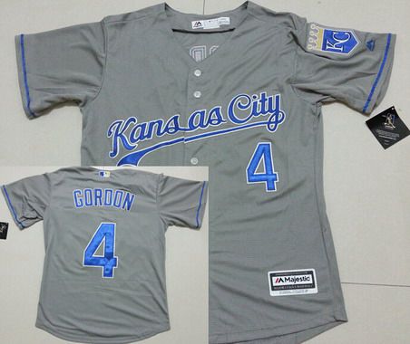 Mens Kansas City Royals 4 Alex Gordon Gray Road 2015 Mlb Cool Base Jersey