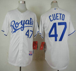 Mens Kansas City Royals 47 Johnny Cueto Home White Mlb Cool Base Jersey