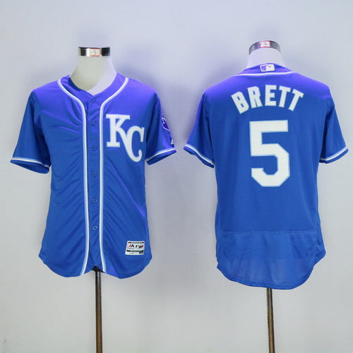 Mens Kansas City Royals 5 George Brett Retired Navy Blue Kc Stitched Mlb Majestic Flex Base Jersey