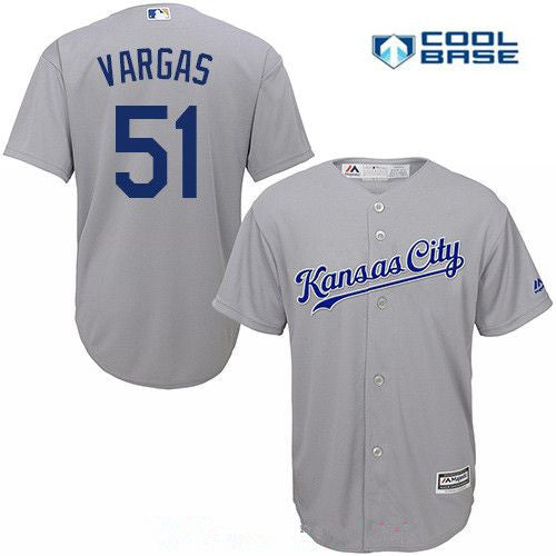 Mens Kansas City Royals 51 Jason Vargas Gray Road Stitched Mlb Majestic Cool Base Jersey